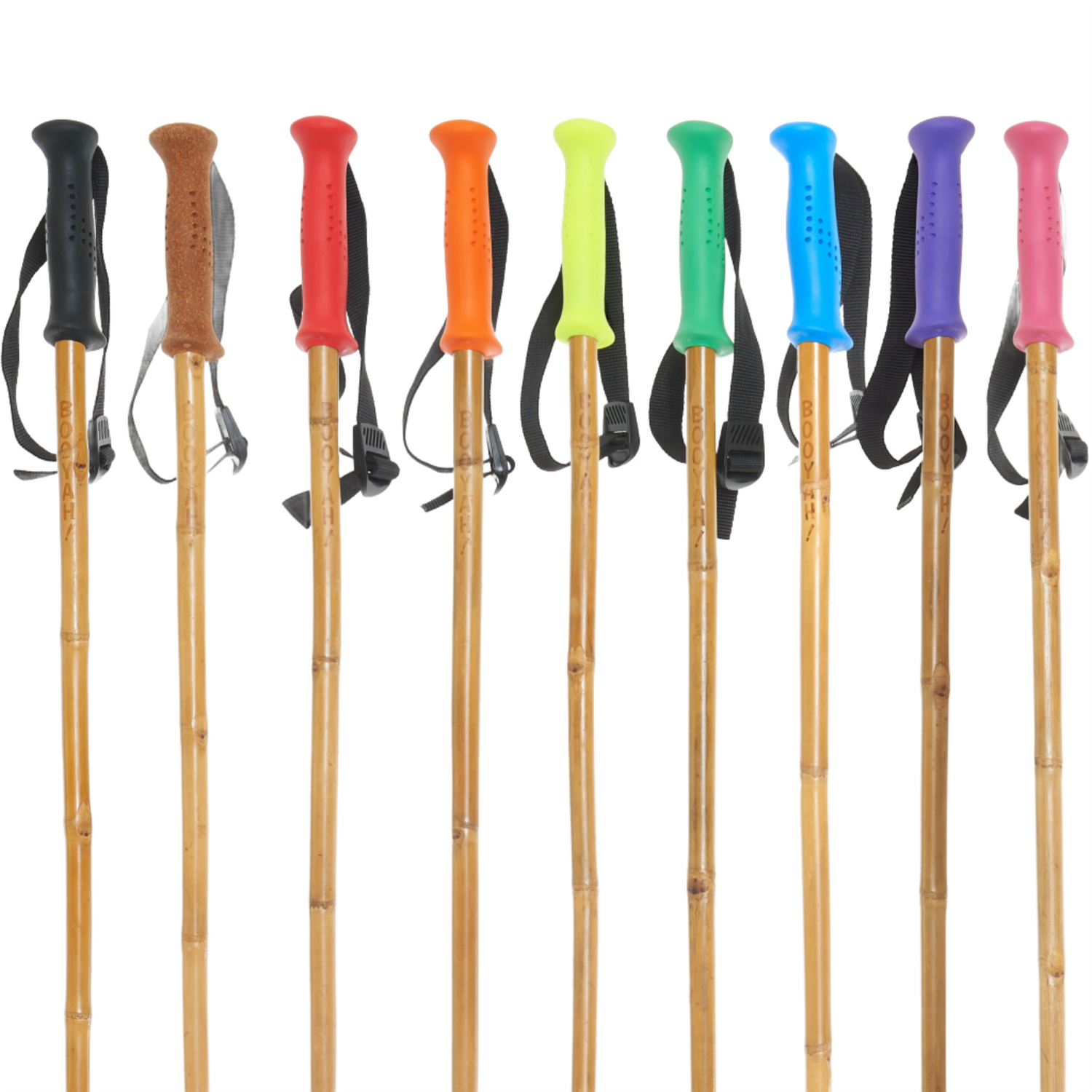 Bamboo Ski Poles w/Colored Grips